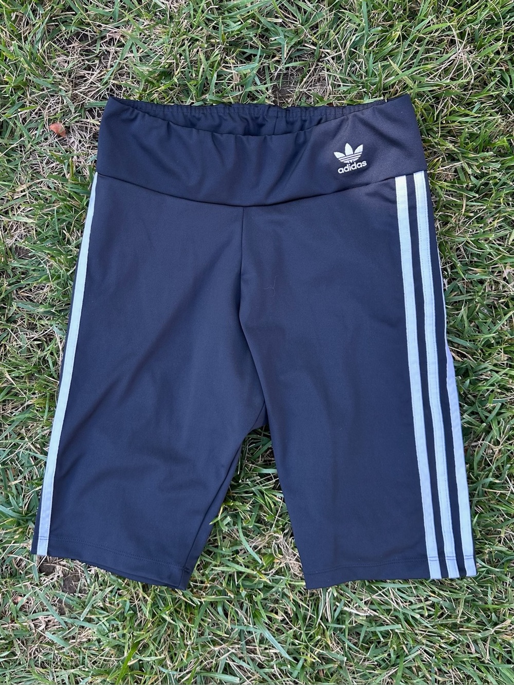 adidas Black Athletic Bike Shorts with White Side Stripes